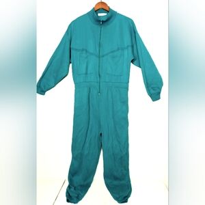 80s Vintage  jumpsuit teal green